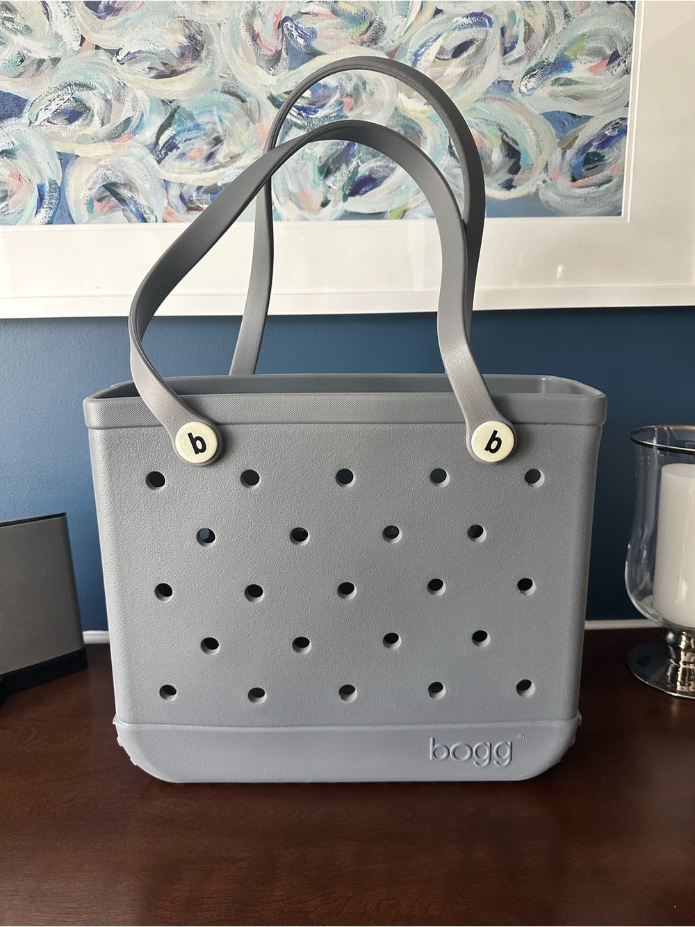 Bogg Bag Gray Waterproof Tote Bag with Insert